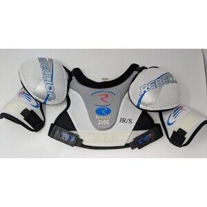 Rebellion White and Black Youth Hockey Shoulder Pads
